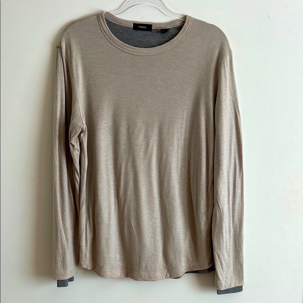 Theory - Beige Long Sleeve Layered Shirt